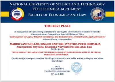 Tim Akuntansi FEB Berhasil Mengalahkan Berbagai Universitas dalam Perlombaan KTI di Rumania