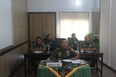Dandim 0415/Jambi Ikuti Penerimaan Tim Dalproggar TNI AD melalui Vidcon