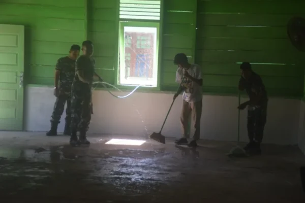 Renovasi Madrasah Darul Ulum Desa Bedeng Rejo Selesai Dilaksanakan Satgas TMMD ke 122 Kodim 0420 Sarko