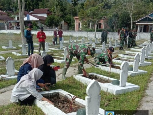 Kodim 0417/Kerinci dan Pemda Gelar Gotong Royong di Taman Makam Pahlawan
