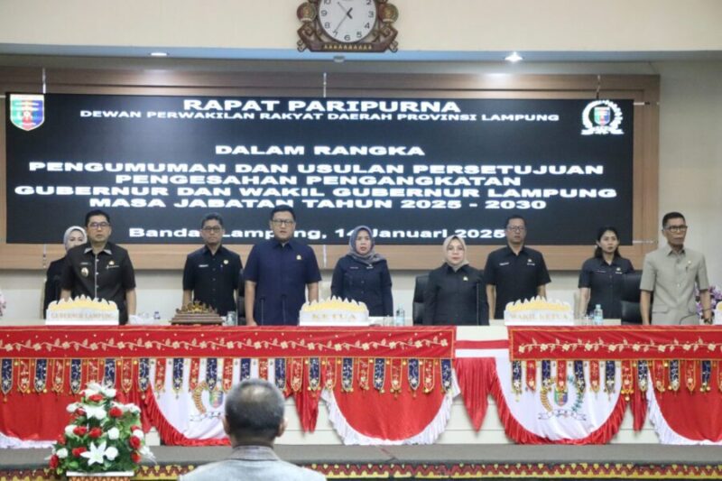 DPRD Lampung Gelar Rapat Paripurna Pengumuman dan Usulan Persetujuan Pengesahan Pengangkatan Gubernur dan Wakil Gubernur Lampung 2025-2030