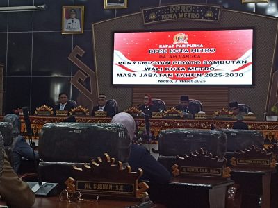 DPRD Kota Metro Paripurna Penyampaian Pidato Sambutan Walikota Metro Masa Jabatan Tahun 2025-2030