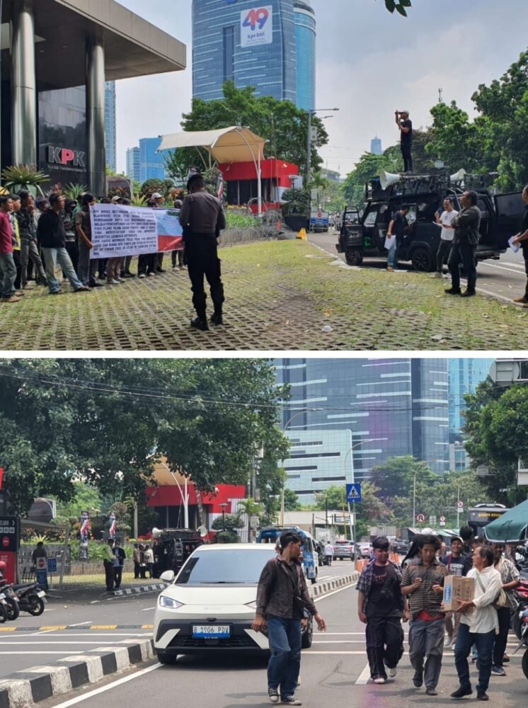 Unras dari Front Aksi Rakyat Indonesia di depan Kantor Komisi Pemberantasan Korupsi (KPK RI), Setiabudi, Jakarta Selatan