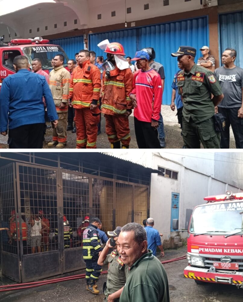 Gerak Cepat Babinsa dan Damkar  Jambi Timur mengantisipasi kebakaran di RT 11 Kelurahan Payo Selincah.