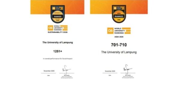 Unila Masuk QS World University Rankings 2026, Peringkat Asia 701–710 dan Top 122 Asia Tenggara
