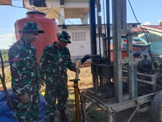 Dansatgas TMMD dan Bupati Sarolangun Tinjau Pembangunan Sumur Bor di Masjid Nurul Huda di Desa Seko Besar