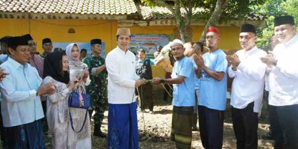 Bupati Egi Serahkan Sapi Kurban Raksasa 1,051 Ton dari Presiden Prabowo, Warga Jati Agung Antusias